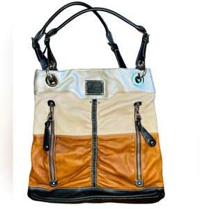 B. MAKOWSY satchel bag multicolor leather silver luxe